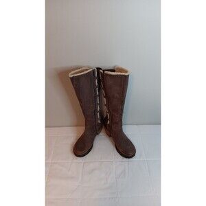 Jambu Alberta Brown Leather Boot Faux Fur Lining Sz 10 M